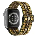 Bracelet nylon chouchou 38 à 49 mm pour Apple Watch – Couleur du bracelet 35Yellowbrown flower
