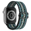 Bracelet nylon chouchou 38 à 49 mm pour Apple Watch – Couleur du bracelet 36Blue green flower