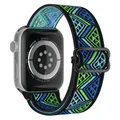 Bracelet nylon chouchou 38 à 49 mm pour Apple Watch – Couleur du bracelet 39 Blue green