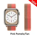Bracelet nylon Correa 40 à 49 mm pour Apple Watch – Couleur du bracelet Pink Pomelo-Tan