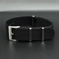 Bracelet nylon côtelé 19 à 21 mm – Couleur du bracelet Black