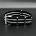 Bracelet nylon côtelé 19 à 21 mm – Couleur du bracelet Black-Grey
