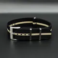 Bracelet nylon côtelé 19 à 21 mm – Couleur du bracelet Black-Khaki