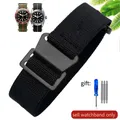 Bracelet nylon élastique 18 à 22 mm style militaire – Couleur du bracelet Black-Black