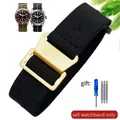 Bracelet nylon élastique 18 à 22 mm style militaire – Couleur du bracelet Black-Golden