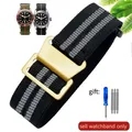 Bracelet nylon élastique 18 à 22 mm style militaire – Couleur du bracelet Black gray-Golden