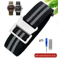 Bracelet nylon élastique 18 à 22 mm style militaire – Couleur du bracelet Black gray-Steel