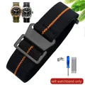 Bracelet nylon élastique 18 à 22 mm style militaire – Couleur du bracelet Black orange-Black