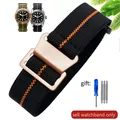 Bracelet nylon élastique 18 à 22 mm style militaire – Couleur du bracelet Black orange-Rose