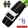 Bracelet nylon élastique 18 à 22 mm style militaire – Couleur du bracelet Black orange-Steel