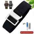 Bracelet nylon élastique 18 à 22 mm style militaire – Couleur du bracelet Black-Steel
