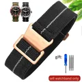 Bracelet nylon élastique 18 à 22 mm style militaire – Couleur du bracelet Black White-Rose