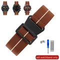 Bracelet nylon élastique 18 à 22 mm style militaire – Couleur du bracelet Brown white-Black