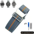 Bracelet nylon élastique 18 à 22 mm style militaire – Couleur du bracelet (D)Gray orange-Steel