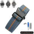 Bracelet nylon élastique 18 à 22 mm style militaire – Couleur du bracelet (D)Gray orange-Black
