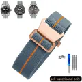 Bracelet nylon élastique 18 à 22 mm style militaire – Couleur du bracelet (D)Gray orange-Rose