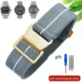 Bracelet nylon élastique 18 à 22 mm style militaire – Couleur du bracelet (D)Gray white-Golden