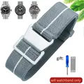 Bracelet nylon élastique 18 à 22 mm style militaire – Couleur du bracelet (D)Gray White-Steel