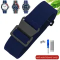 Bracelet nylon élastique 18 à 22 mm style militaire – Couleur du bracelet Dark blue-Black