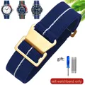 Bracelet nylon élastique 18 à 22 mm style militaire – Couleur du bracelet Dark Blue-Golden