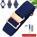 Bracelet nylon élastique 18 à 22 mm style militaire – Couleur du bracelet Dark blue-Rose