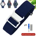 Bracelet nylon élastique 18 à 22 mm style militaire – Couleur du bracelet Dark blue-Steel