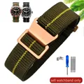Bracelet nylon élastique 18 à 22 mm style militaire – Couleur du bracelet Green yellow-Rose