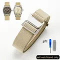 Bracelet nylon élastique 18 à 22 mm style militaire – Couleur du bracelet Khaki-Steel