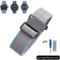 Bracelet nylon élastique 18 à 22 mm style militaire – Couleur du bracelet (L)Gray orange-Black