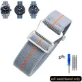 Bracelet nylon élastique 18 à 22 mm style militaire – Couleur du bracelet (L)Gray orange-Steel