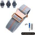 Bracelet nylon élastique 18 à 22 mm style militaire – Couleur du bracelet (L)Gray orange-Rose