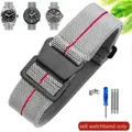 Bracelet nylon élastique 18 à 22 mm style militaire – Couleur du bracelet (L)Gray red-Black