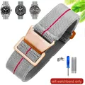 Bracelet nylon élastique 18 à 22 mm style militaire – Couleur du bracelet (L)Gray red-Rose