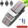 Bracelet nylon élastique 18 à 22 mm style militaire – Couleur du bracelet (L)Gray red-Steel