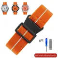 Bracelet nylon élastique 18 à 22 mm style militaire – Couleur du bracelet Orange white-Black