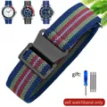 Bracelet nylon élastique 18 à 22 mm style militaire – Couleur du bracelet Rainbow-Black