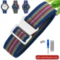 Bracelet nylon élastique 18 à 22 mm style militaire – Couleur du bracelet Rainbow-Steel
