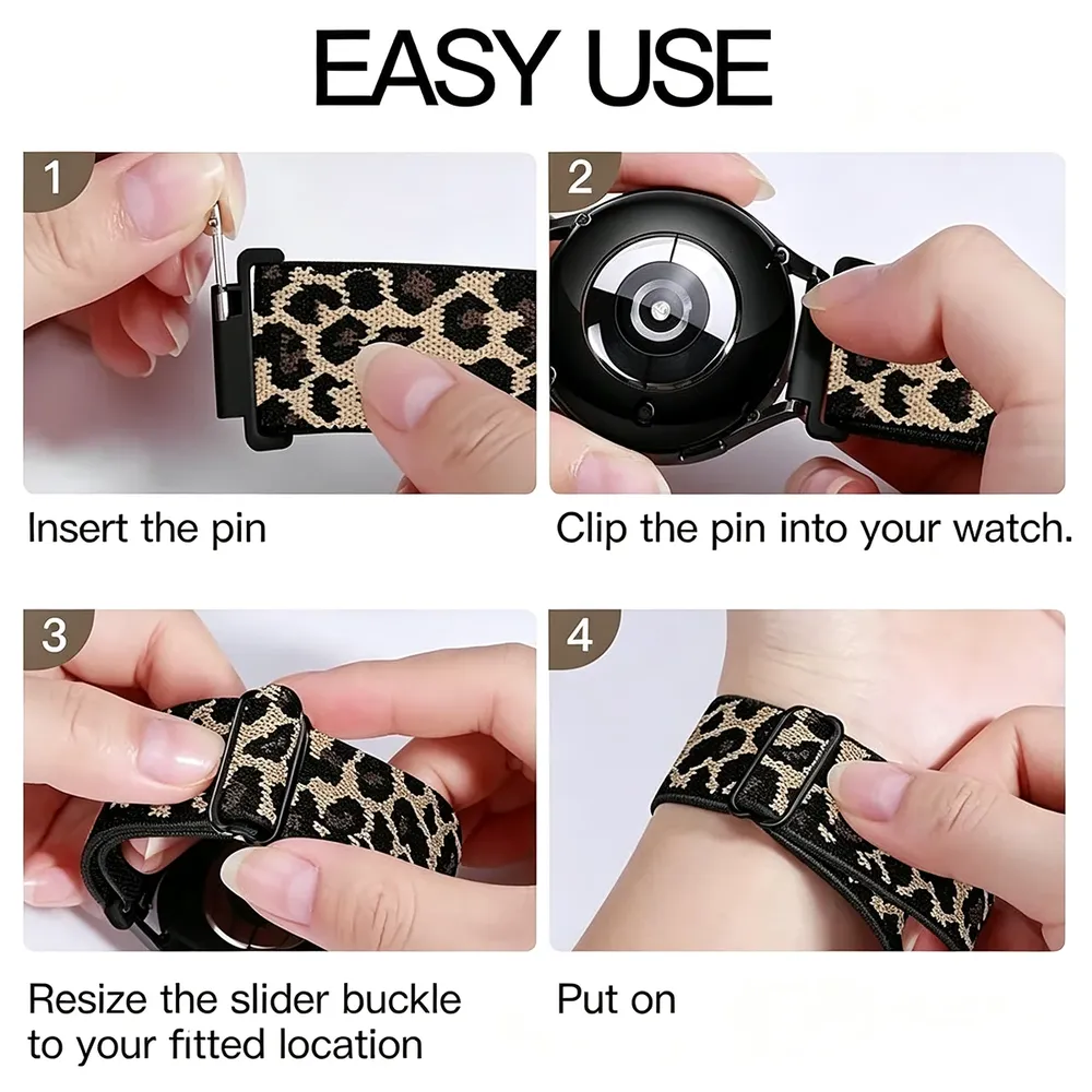 Bracelet nylon élastique 20 à 22 mm Samsung et Huawei