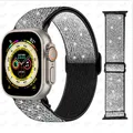 Bracelet nylon élastique 38 à 49 mm pour Apple Watch – Couleur du bracelet Black Silver 36
