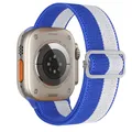 Bracelet nylon élastique 38 à 49 mm pour Apple Watch – Couleur du bracelet blue white 61