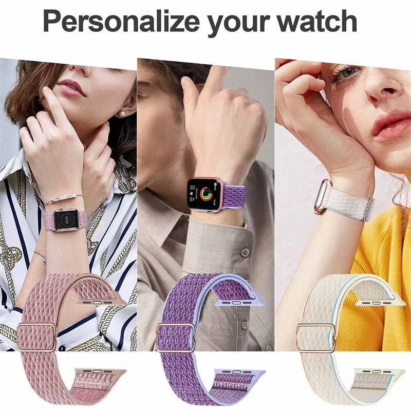 Bracelet nylon élastique 38 à 49 mm pour Apple Watch