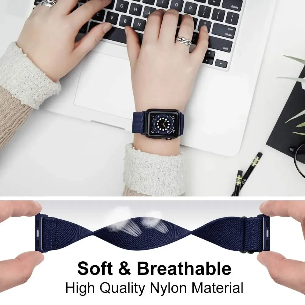 Bracelet nylon élastique 38 à 49 mm pour Apple Watch