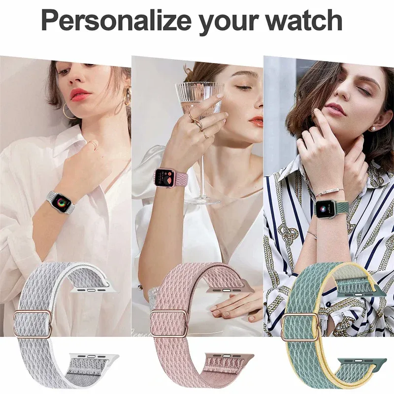 Bracelet nylon élastique 38 à 49 mm pour Apple Watch