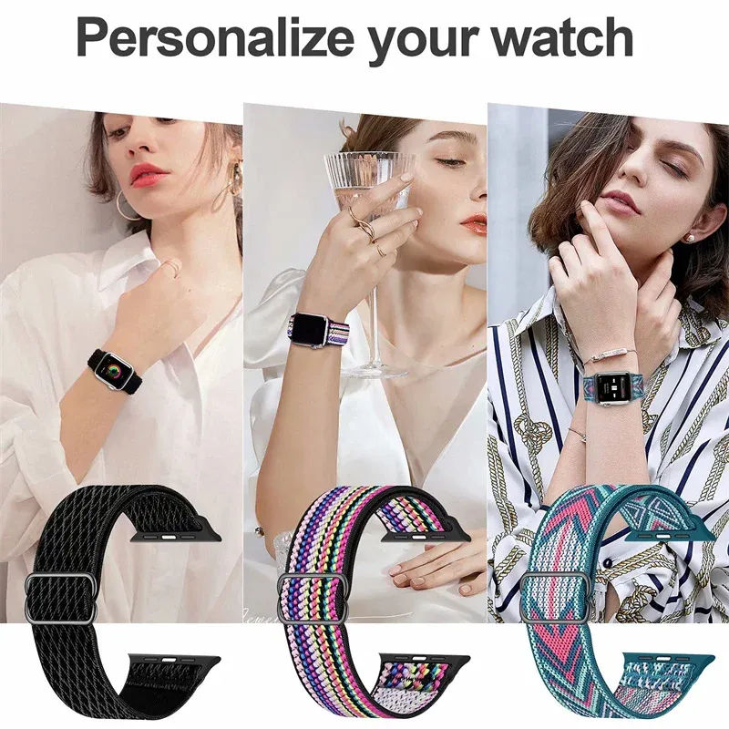 Bracelet nylon élastique 38 à 49 mm pour Apple Watch