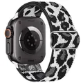 Bracelet nylon élastique 40 à 49 mm pour Apple Watch – Couleur du bracelet Black white leopard