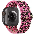 Bracelet nylon élastique 40 à 49 mm pour Apple Watch – Couleur du bracelet Rose leopard print
