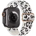 Bracelet nylon élastique 40 à 49 mm pour Apple Watch – Couleur du bracelet White leopard print