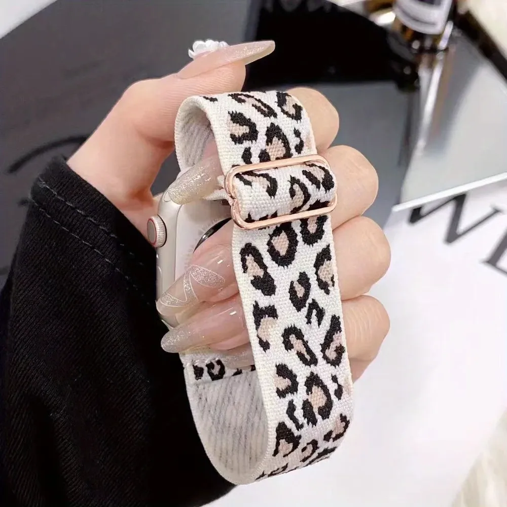 Bracelet nylon imprimé léopard 38 à 49 mm pour Apple Watch