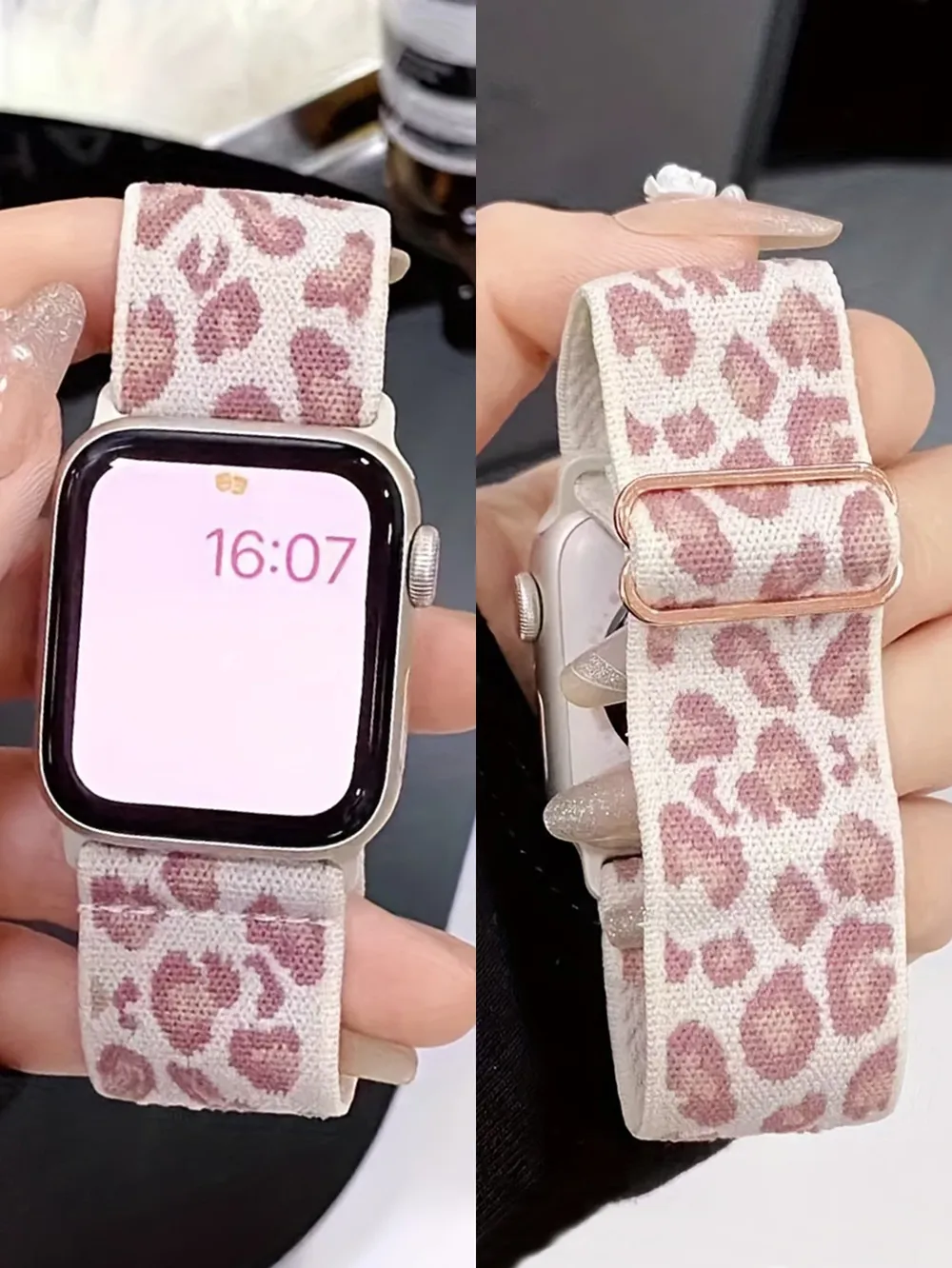 Bracelet nylon imprimé léopard 38 à 49 mm pour Apple Watch