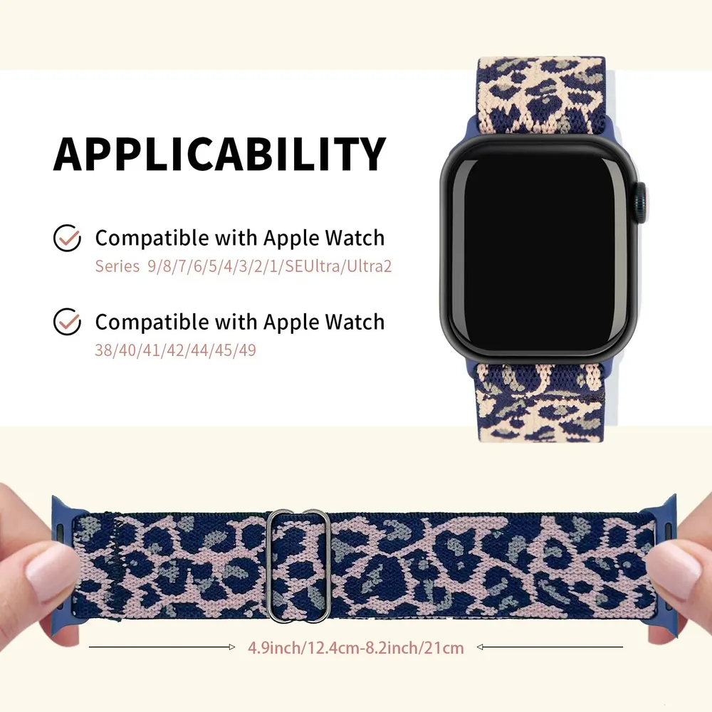 Bracelet nylon imprimé léopard 38 à 49 mm pour Apple Watch